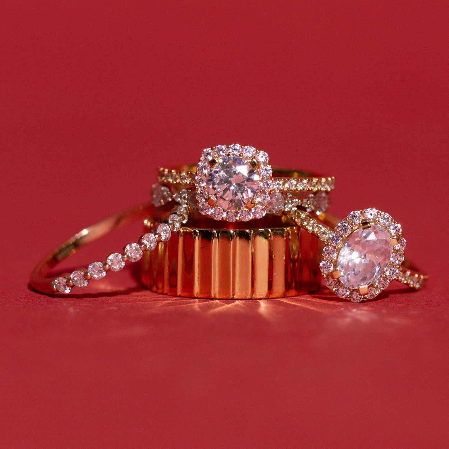 Half-Studded Prong Diamond Gold Band