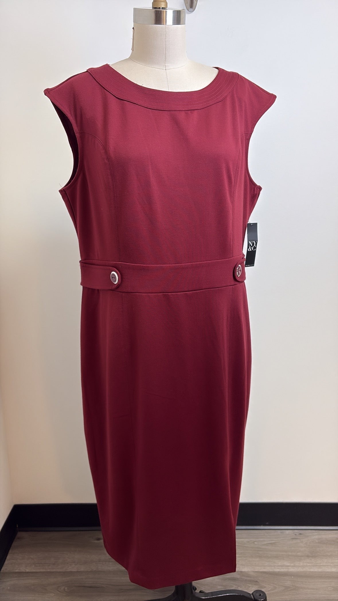 New New York & Co Burgundy Dress, XL