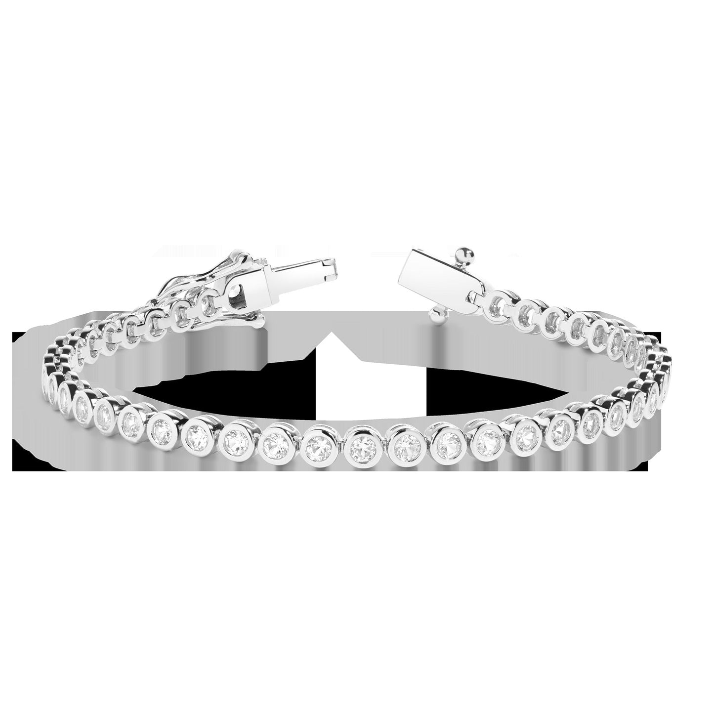Lab Grown White Sapphire Bezel Tennis Bracelet