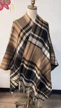 Wrap Sweater Plaid , One Size