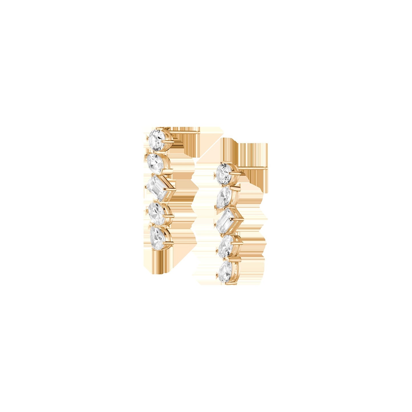 Lab Grown White Sapphire Mixed Shape Tennis Earrings