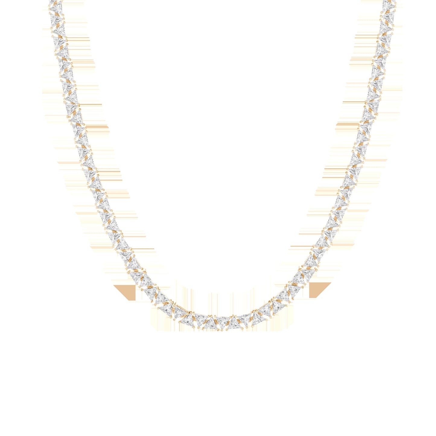 Lab Grown White Sapphire Trillion Tennis Necklace