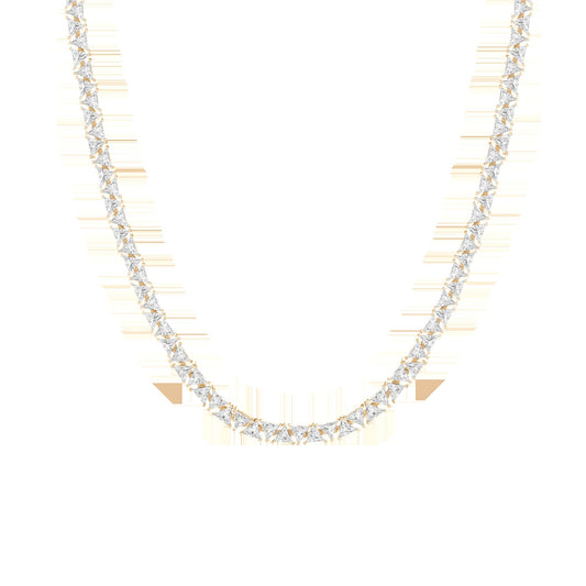 Lab Grown White Sapphire Trillion Tennis Necklace