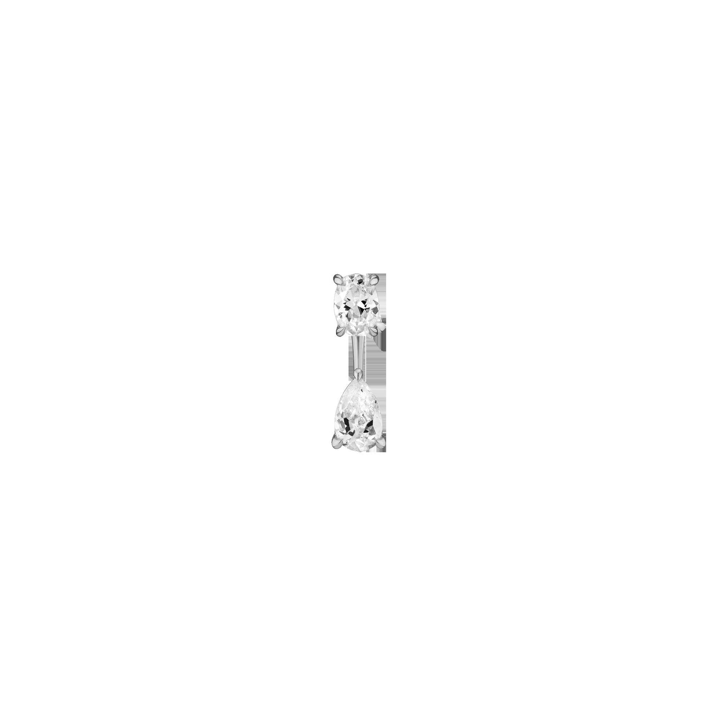 Lab Grown Diamond Ear Jacket - 1ct Pear Bottom Stone