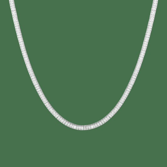 Lab Grown White Sapphire Baguette Tennis Necklace