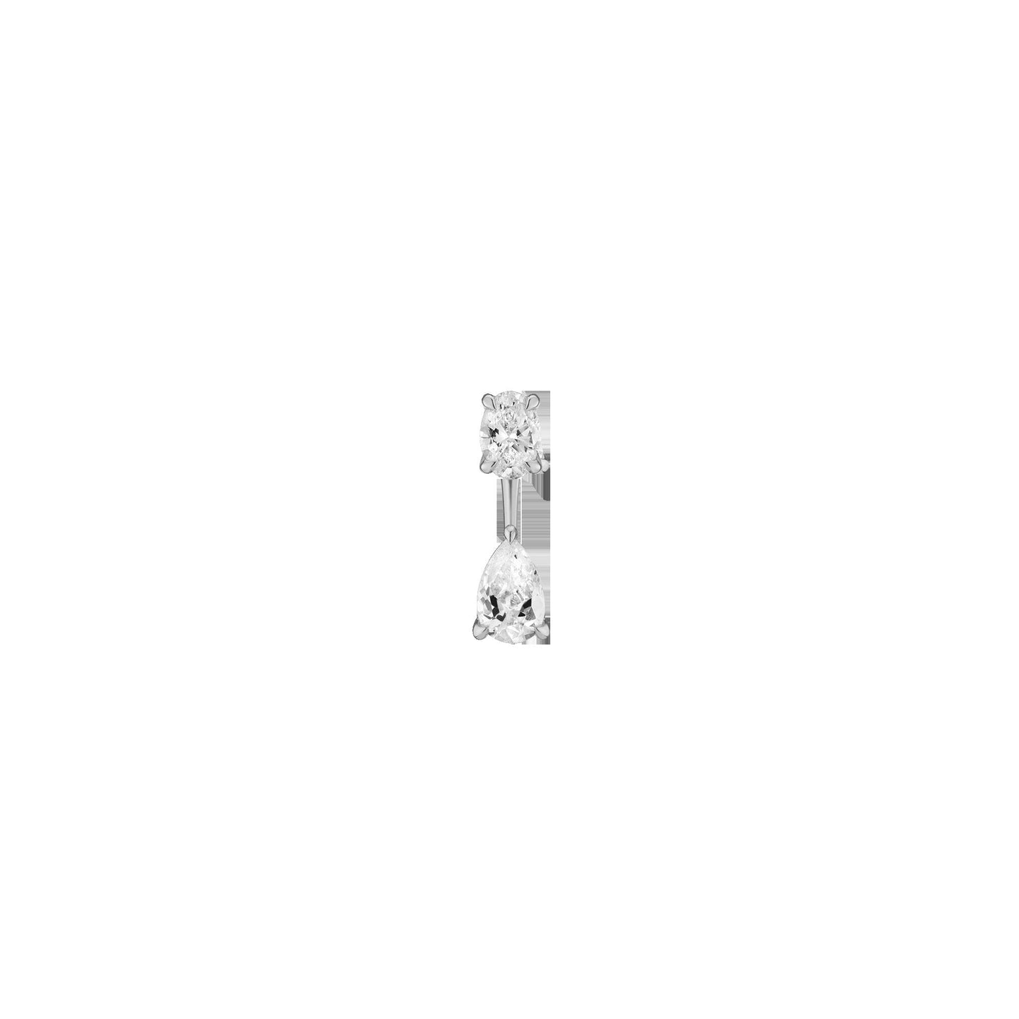 Lab Grown Diamond Ear Jacket - 1ct Pear Bottom Stone