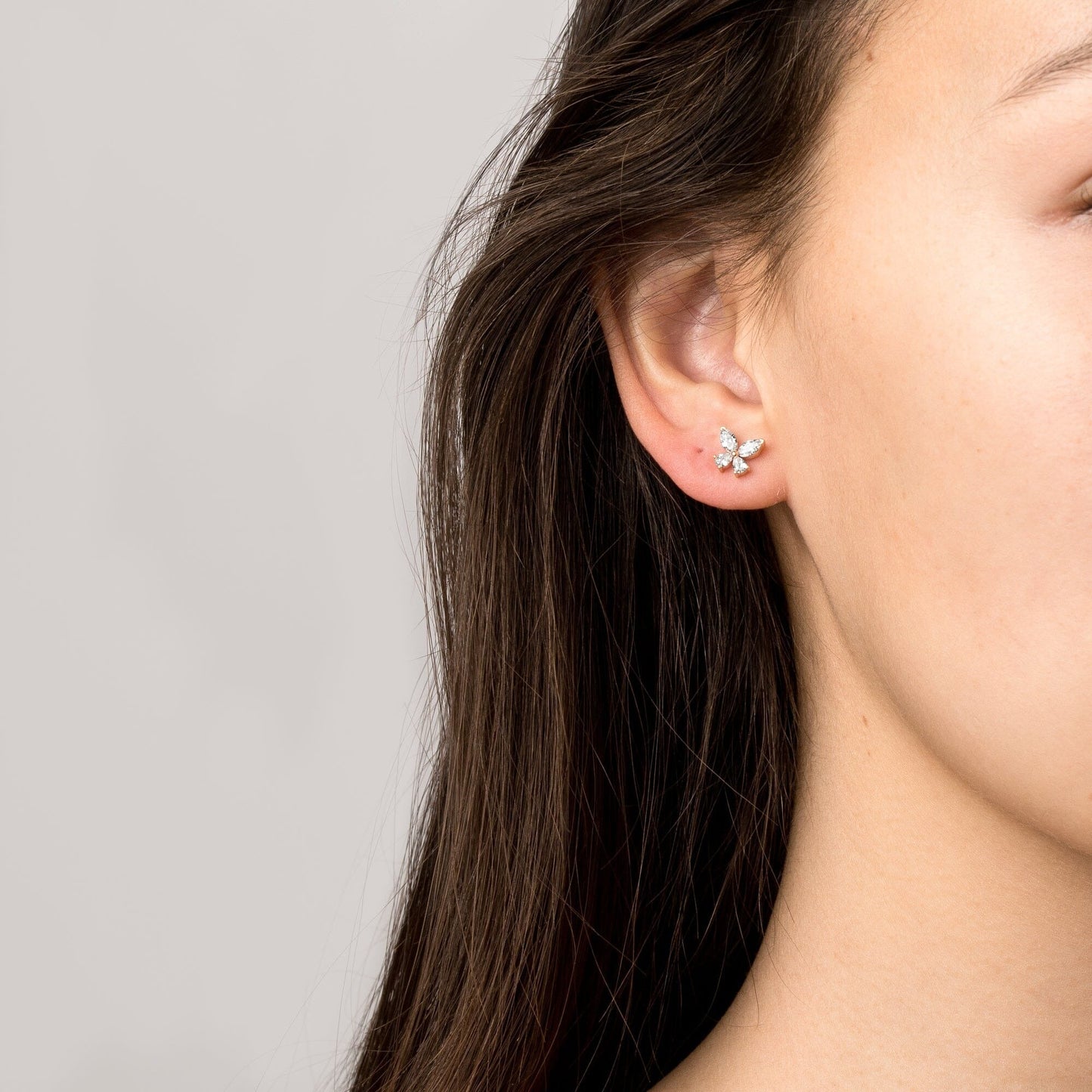Lab Grown White Sapphire Butterfly Earrings
