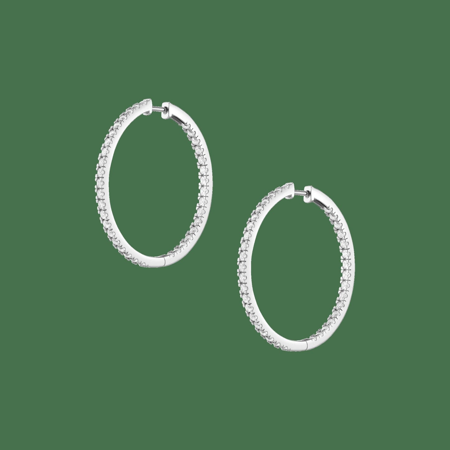 35mm Lab Grown White Sapphire Hoop Earrings