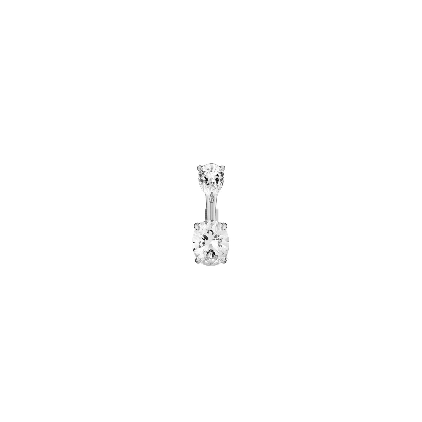 Lab Grown White Sapphire Ear Jacket - Oval Bottom Stone