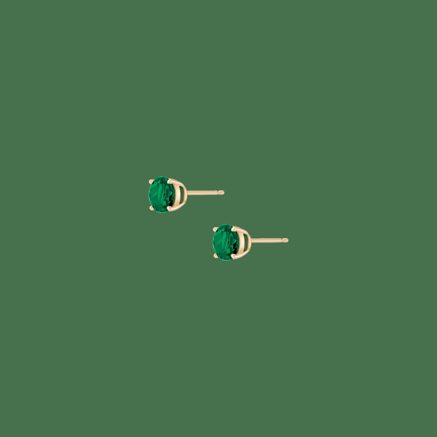 Round Gemstone Solitaire Stud Earrings