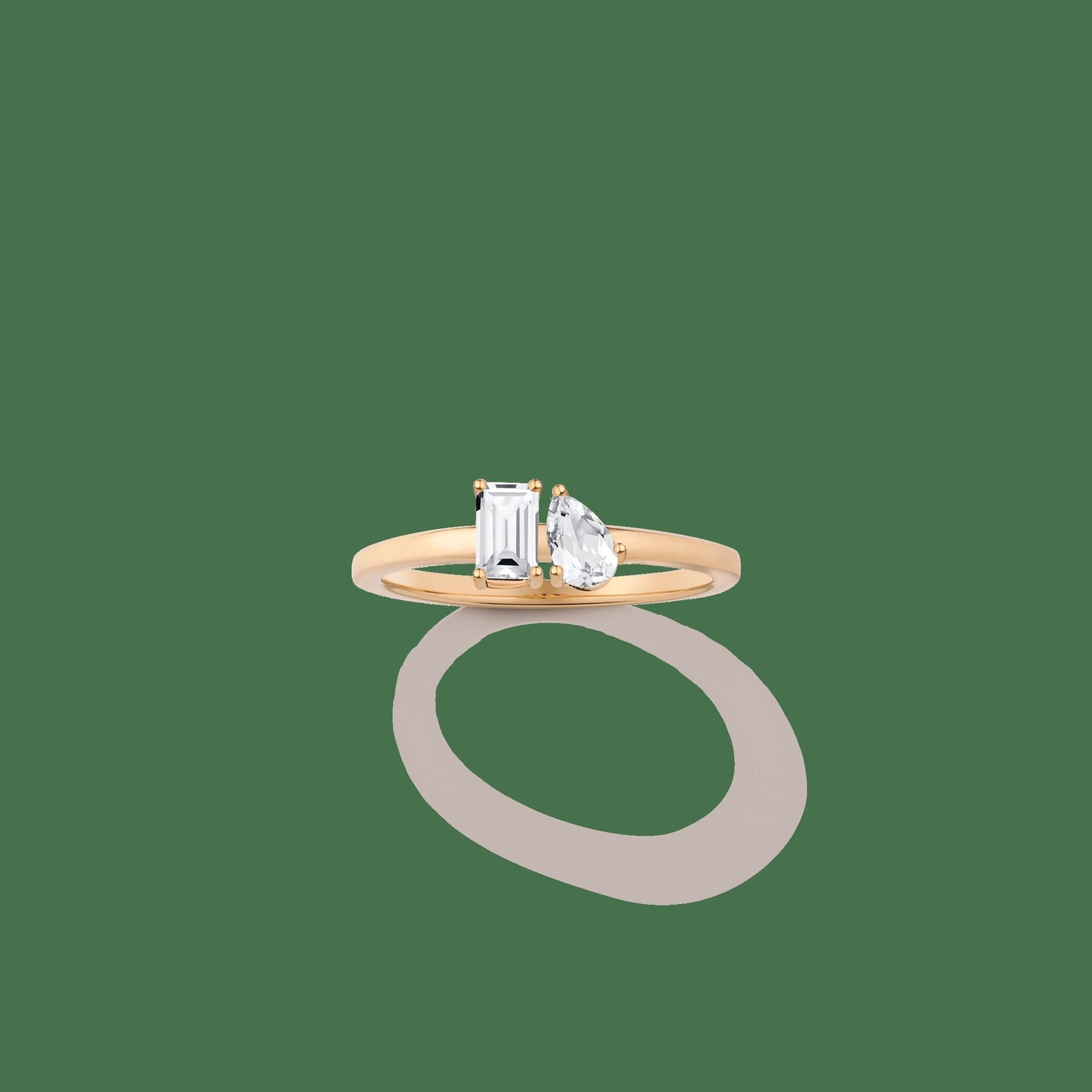 Toi et Moi Gemstone Mini Classic Ring - White Topaz & White Topaz