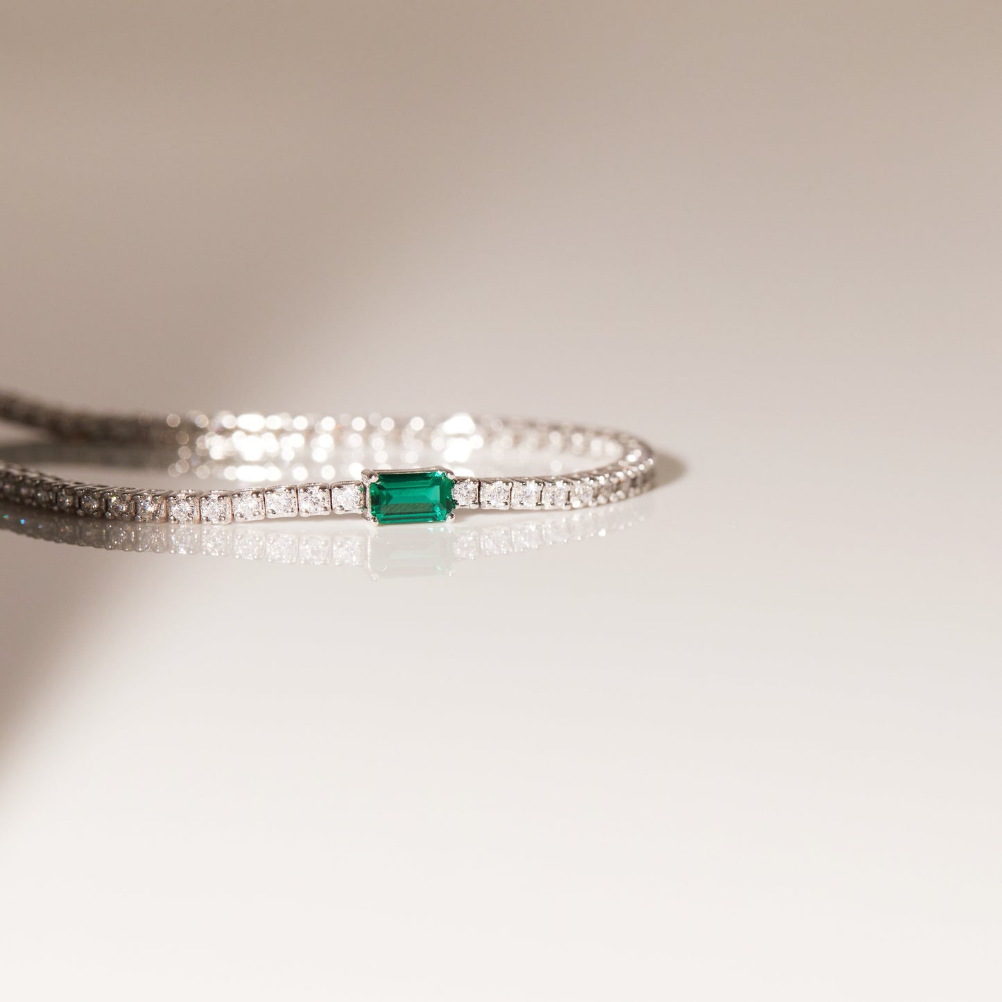 Lab Grown Diamond Tennis Bracelet with Emerald