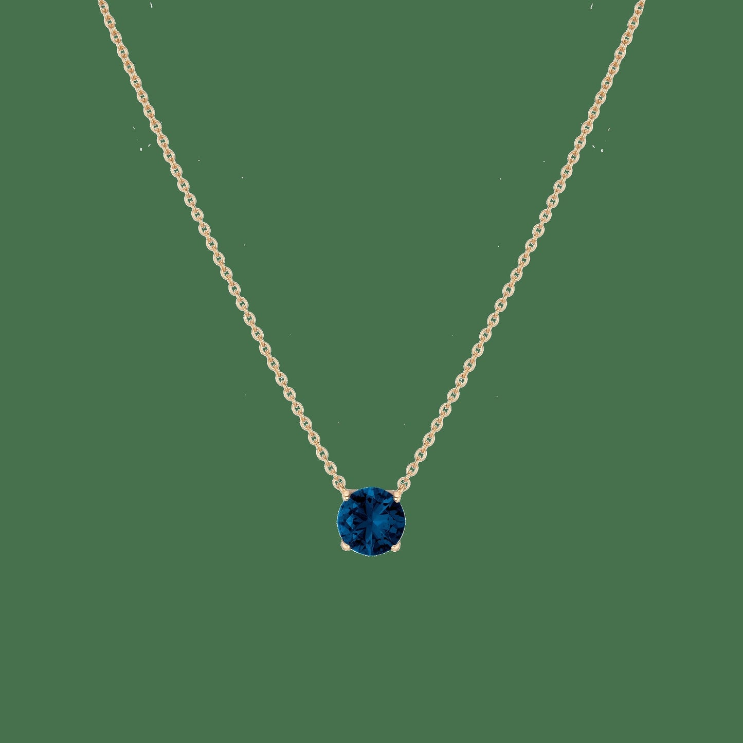 Round Gemstone Solitaire Necklace