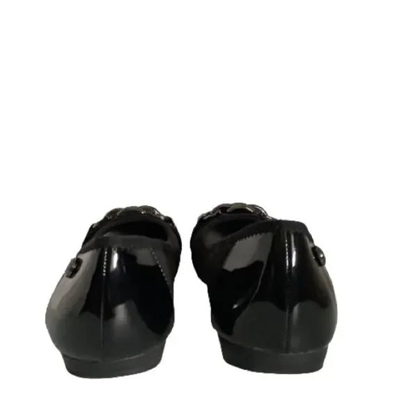 ANNE KLEIN SPORT PATENT AND FABRIC FLATS WITH RUBBER SOLE SHOES SIZE 6.5
