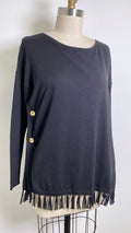 Lilly Pulitzer Black Fringe Sweater, XS