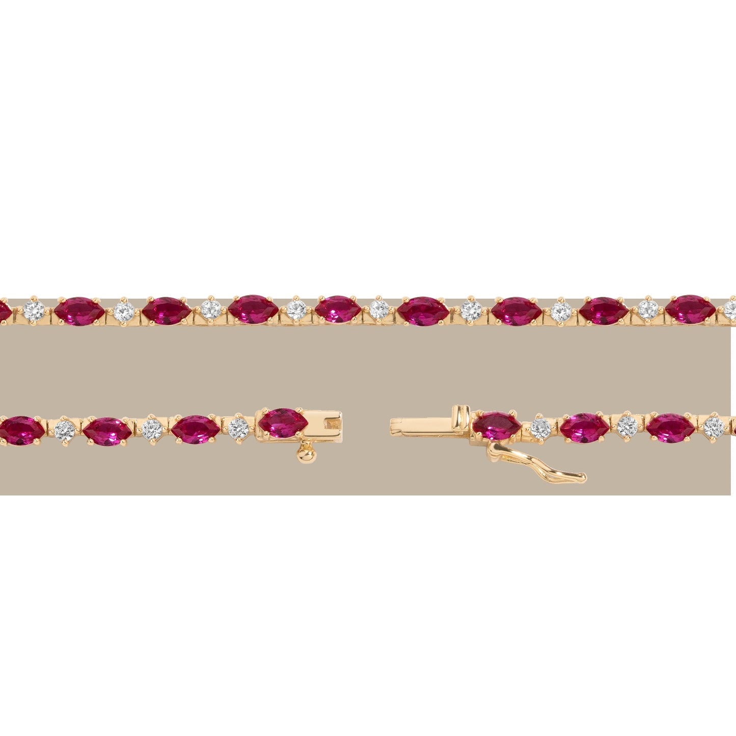Aurate x Marilyn Monroe: Lab Grown Red Marquise Tennis Necklace