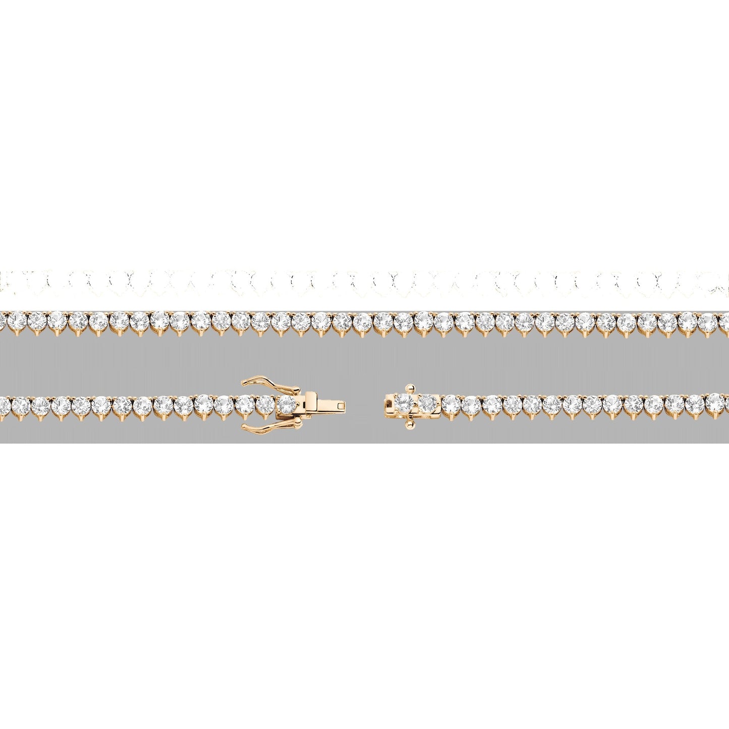 Lab Grown White Sapphire Three-Prong Tennis Necklace