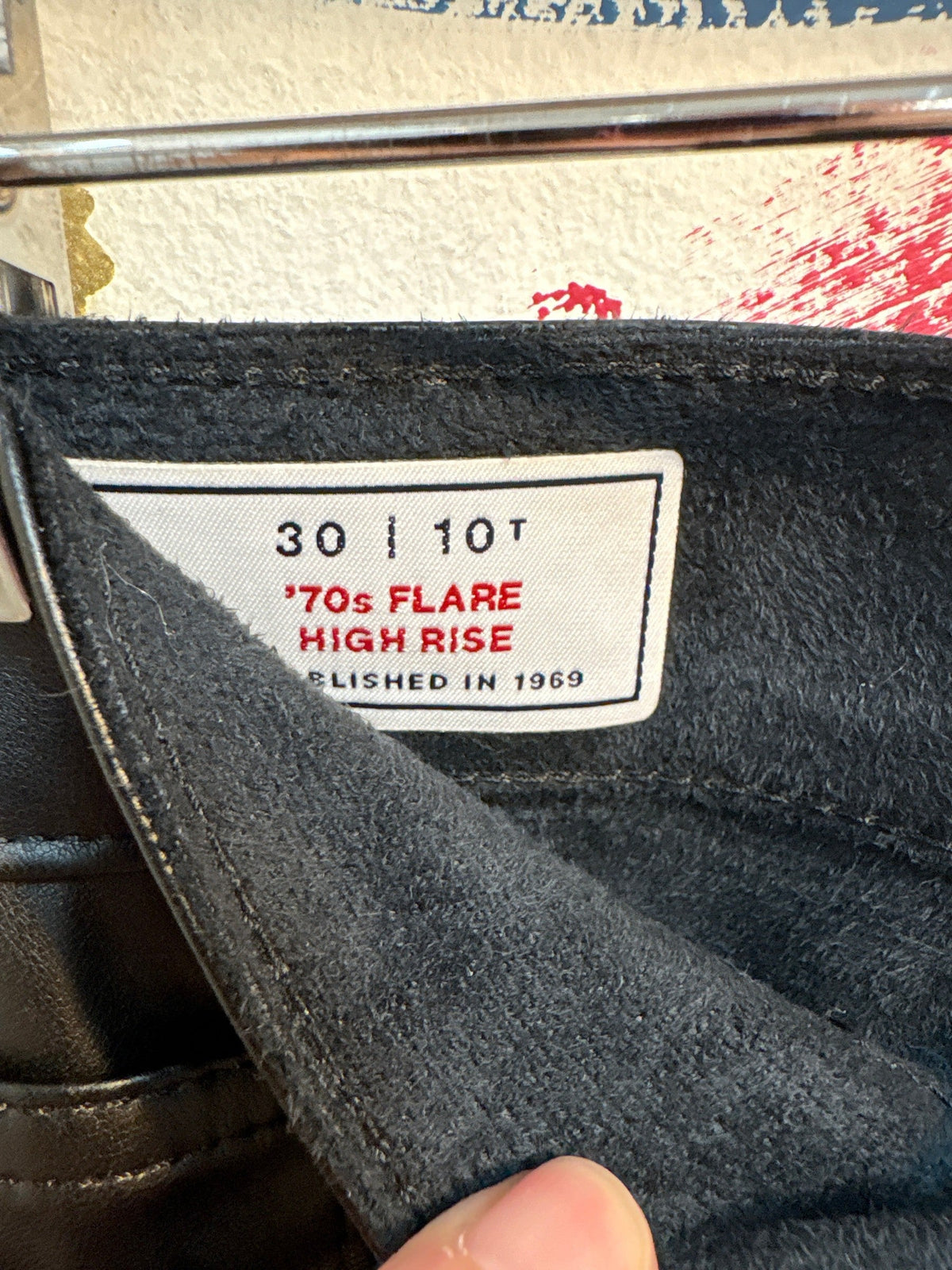 New Gap 70s Flare Faux Leather Black 36" Inseam Jeans, 10 Tall