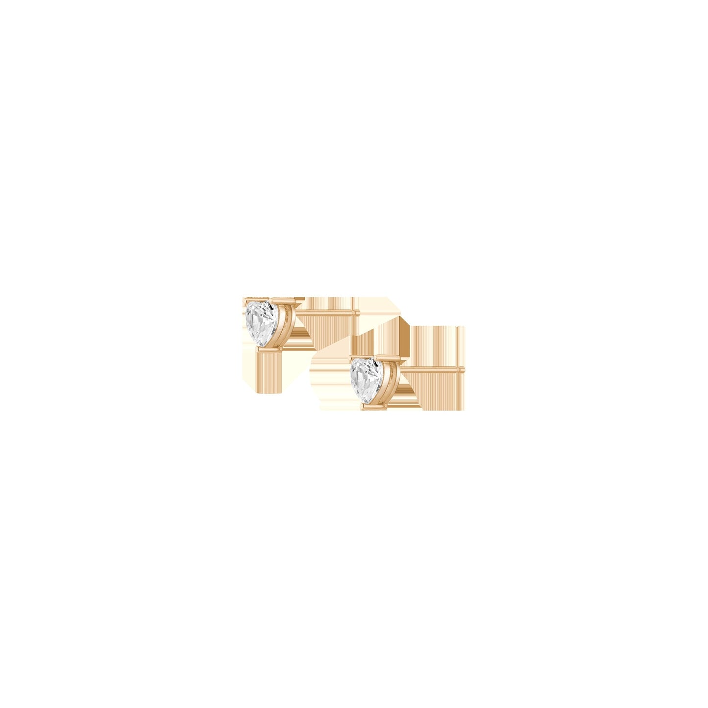 Lab Grown White Sapphire Heart Stud Earrings