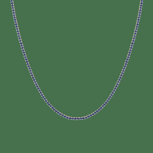 Lab Grown Blue Sapphire Tennis Necklace
