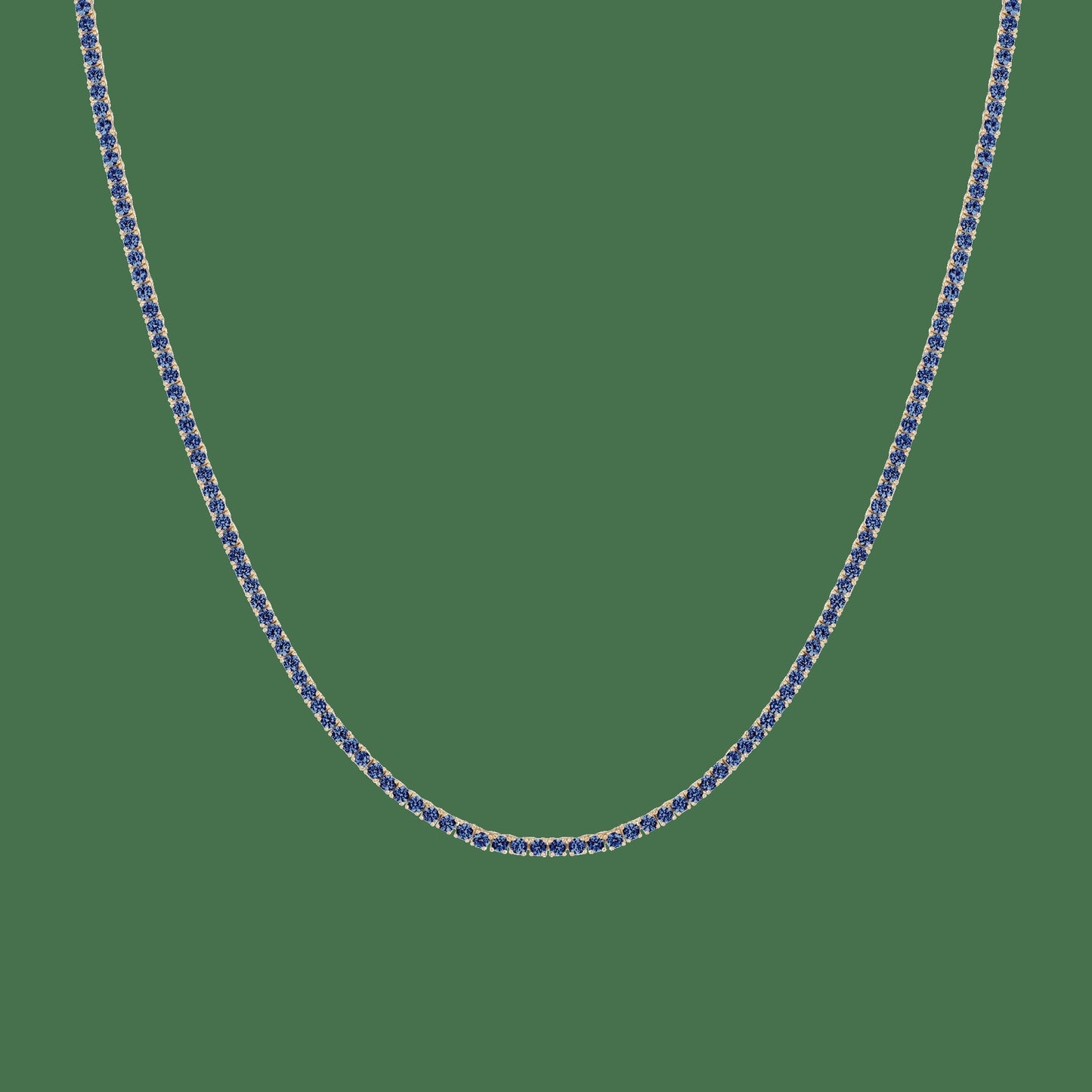 Lab Grown Blue Sapphire Tennis Necklace