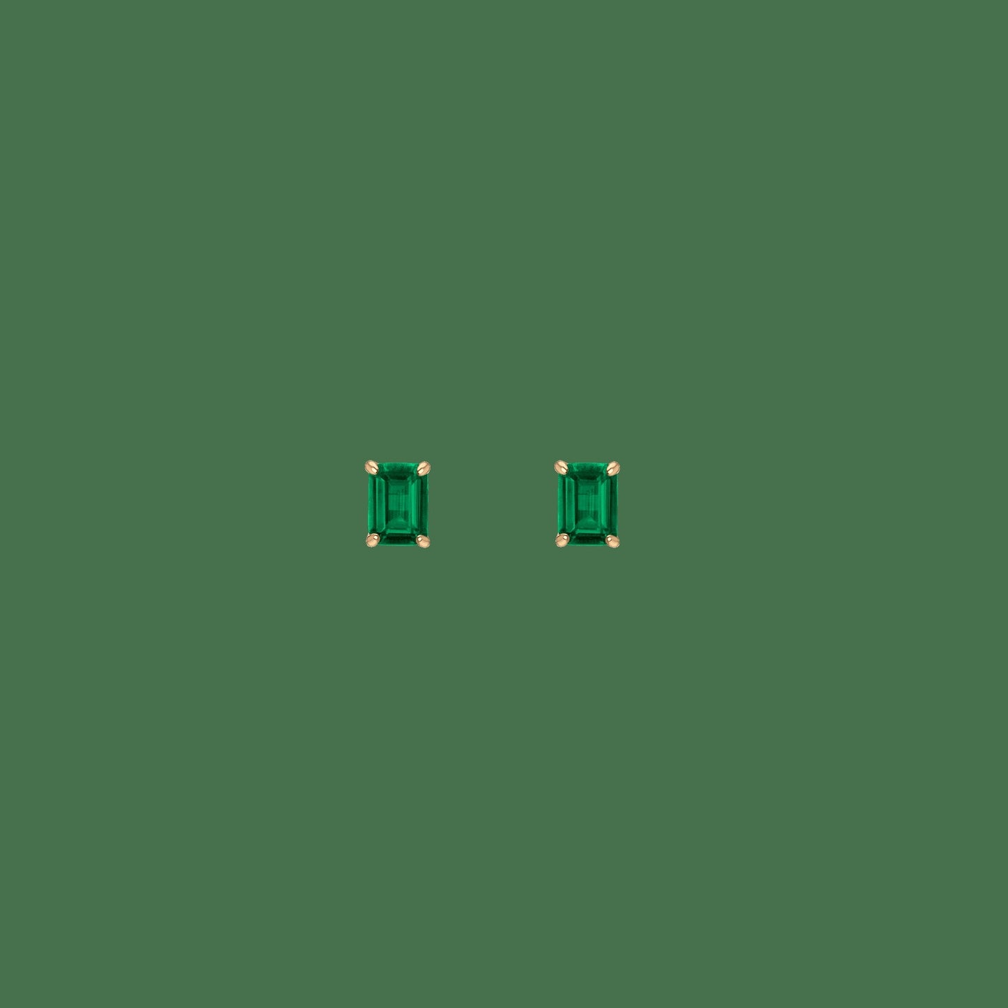 Emerald Gemstone Solitaire Stud Earrings