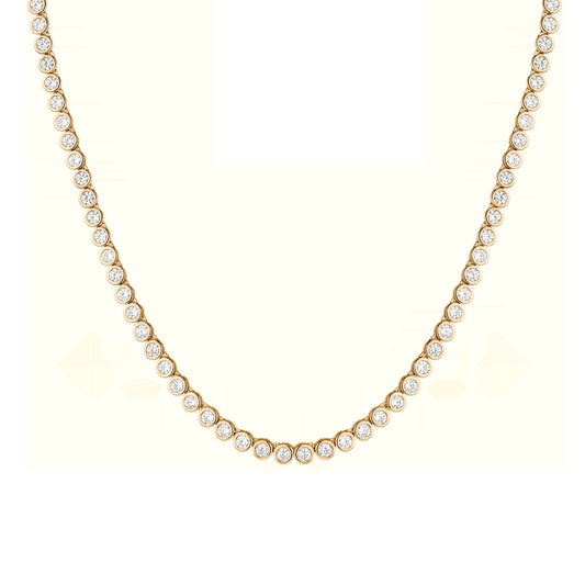 Lab Grown White Sapphire Bezel Tennis Necklace