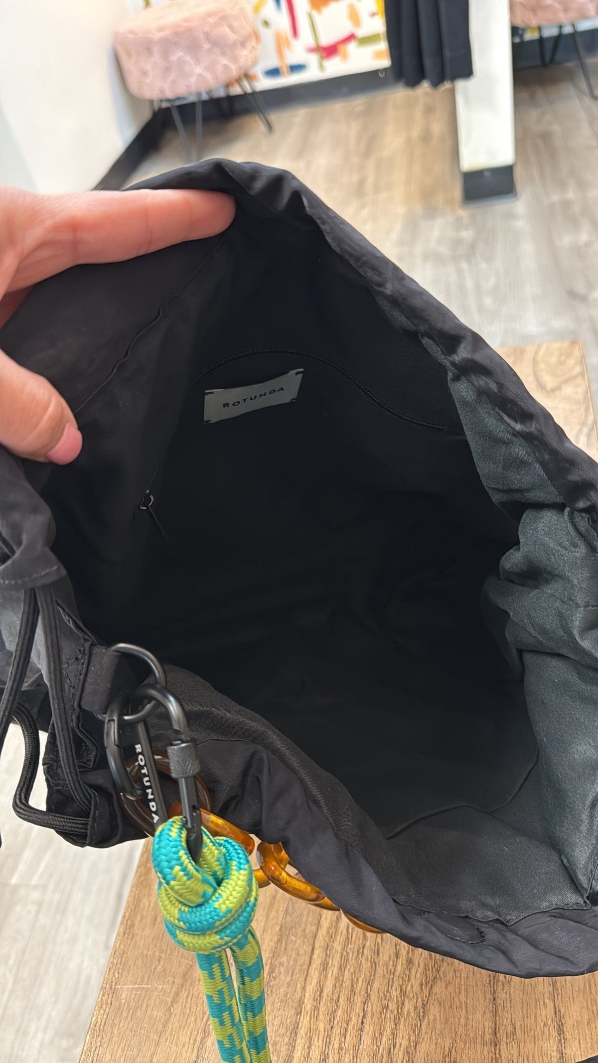 New Rotunda Black Sant Hobo Bag, 10"x12.5"
