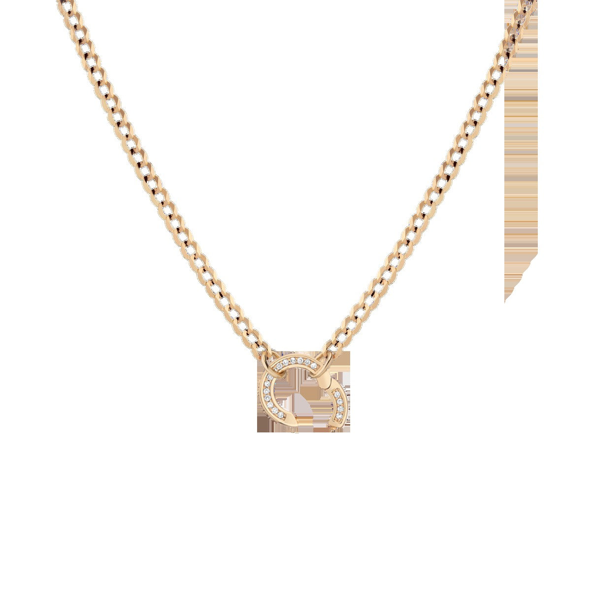 Curb Chain Charm Necklace - White Sapphire Bail