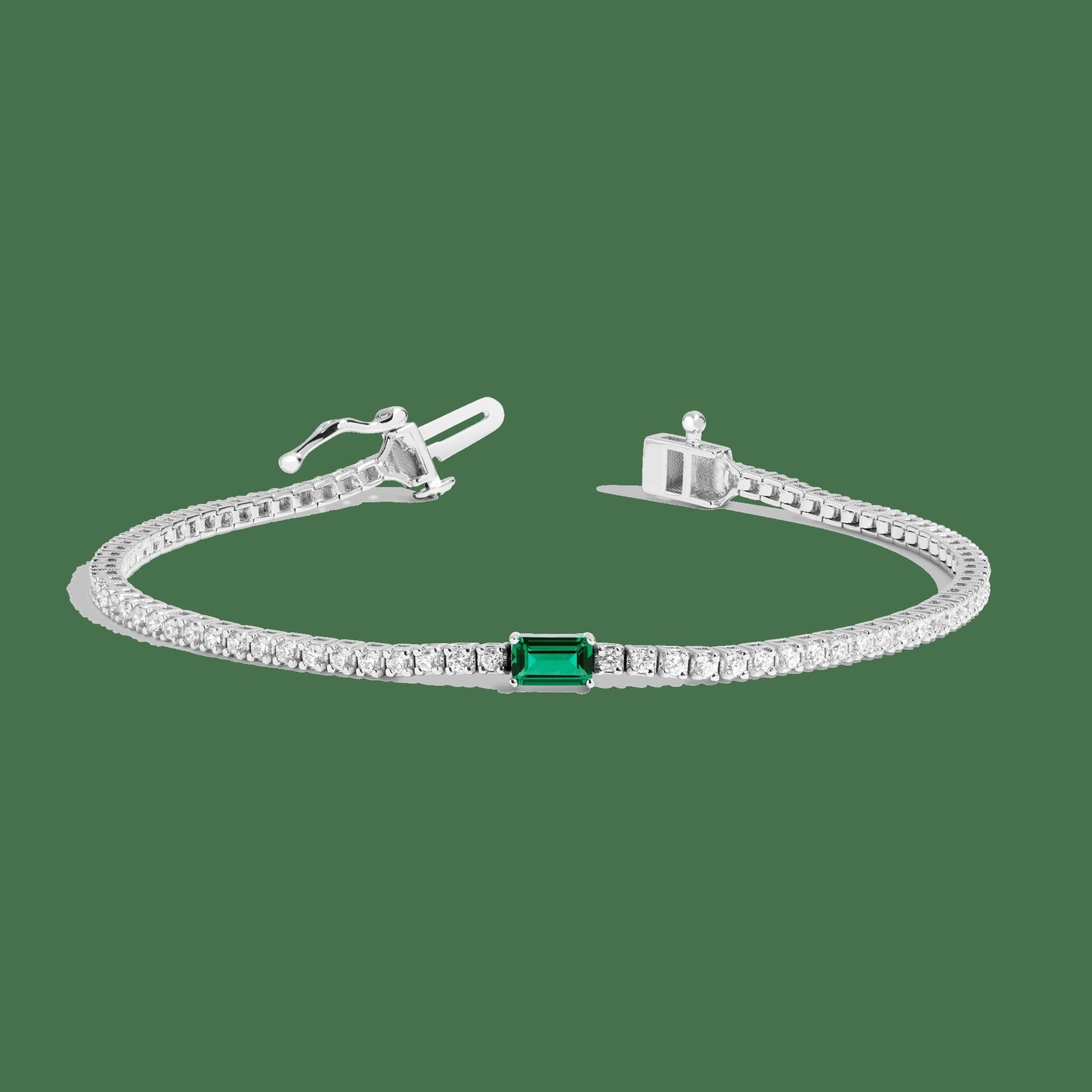 Lab Grown Diamond Tennis Bracelet with Emerald