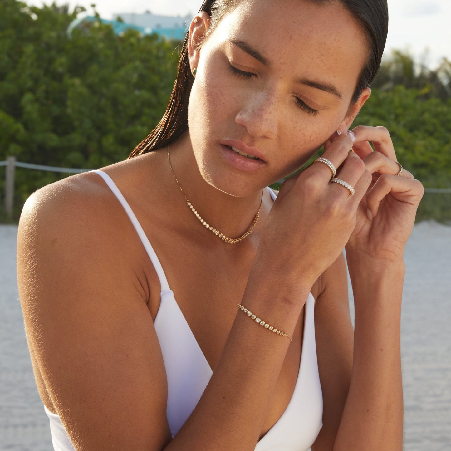 Graduated Lab Grown Diamond Bezel Necklace