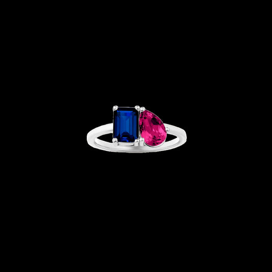 Toi et Moi Gemstone Classic Ring - Blue Sapphire & Red Ruby