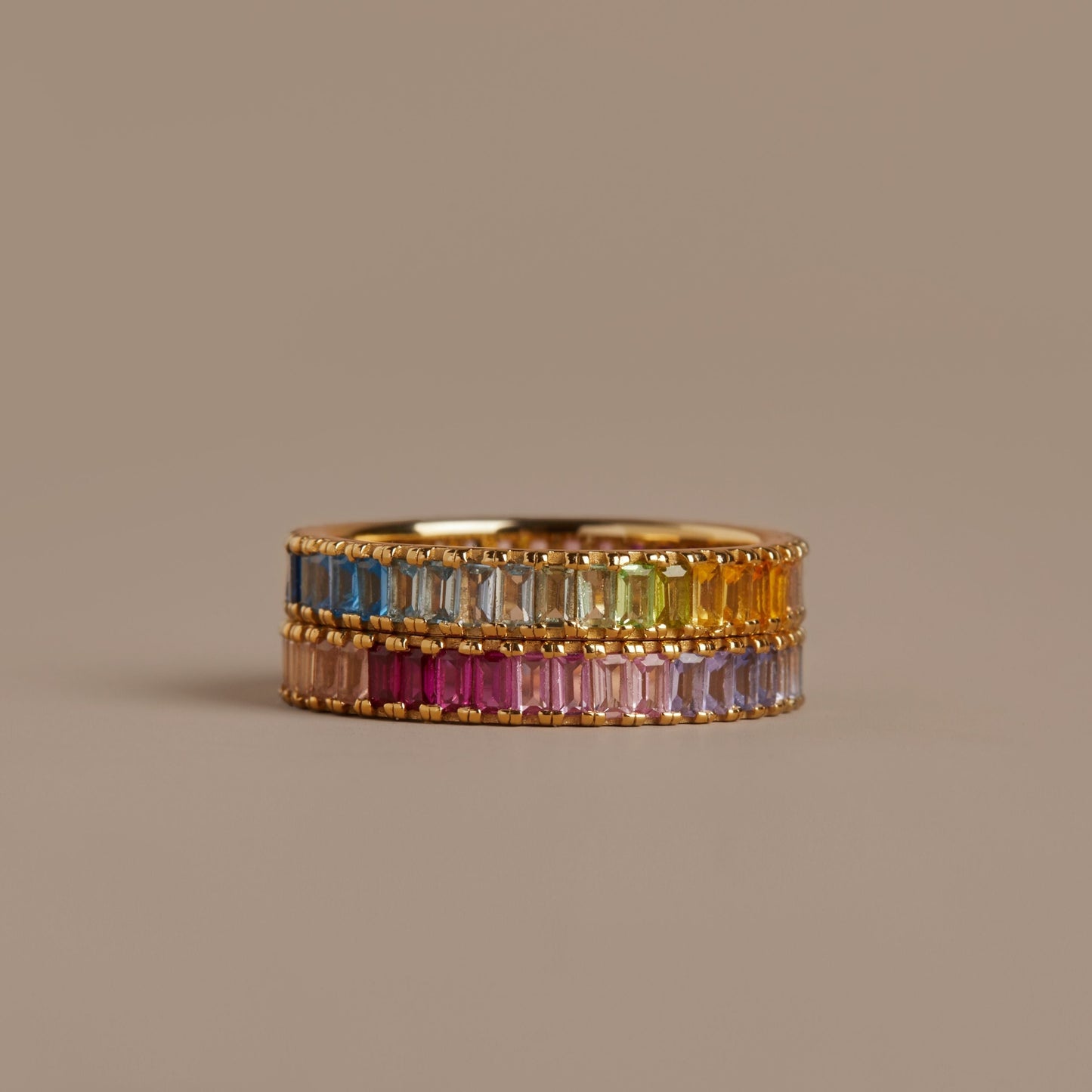 Ombré Rainbow Baguette Eternity Ring