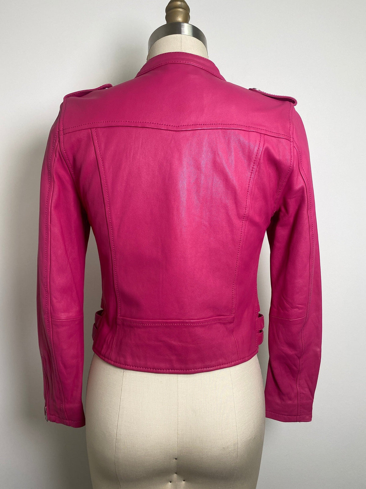 The Eighty Twenty Pink Genuine Lamb Leather Jacket, S