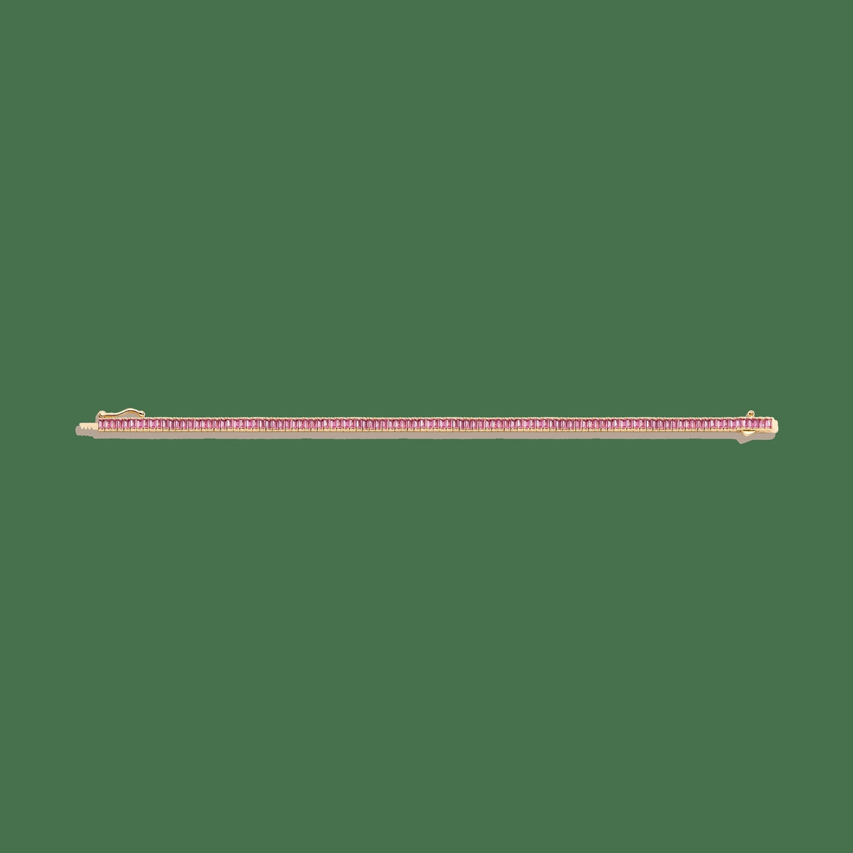 Lab Grown Pink Sapphire Baguette Tennis Bracelet