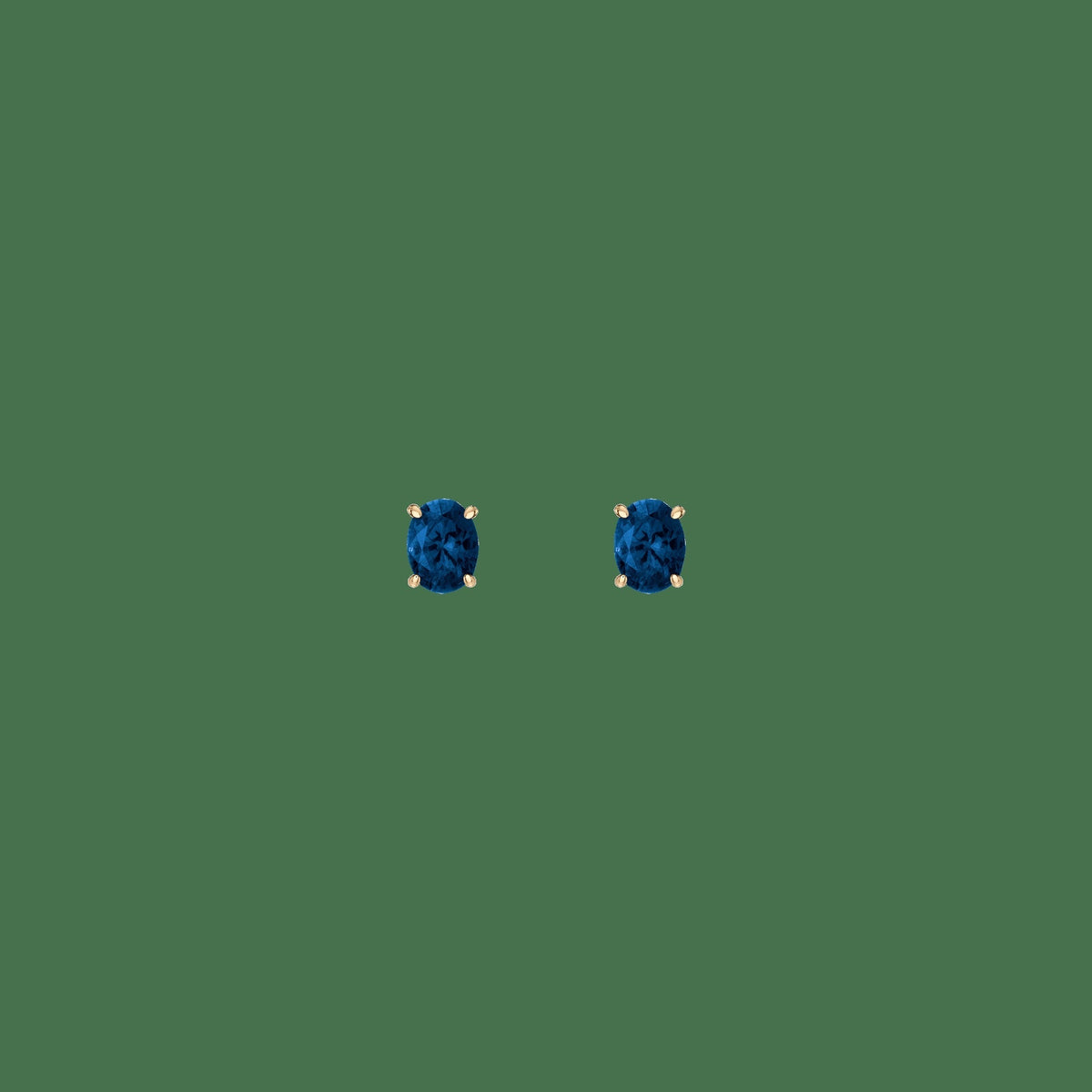 Oval Gemstone Solitaire Stud Earrings