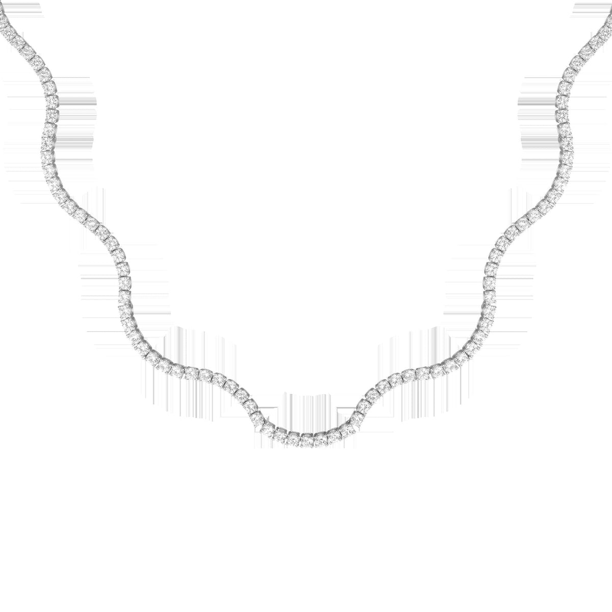 Lab Grown White Sapphire Wave Tennis Necklace