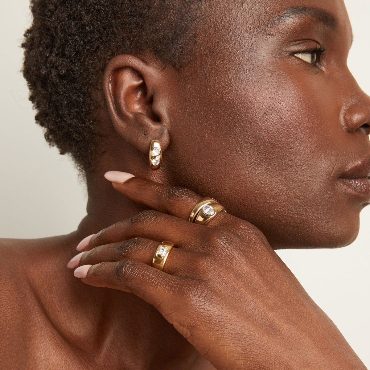 Chunky Double Lab Grown Diamond Pear Huggie Earrings