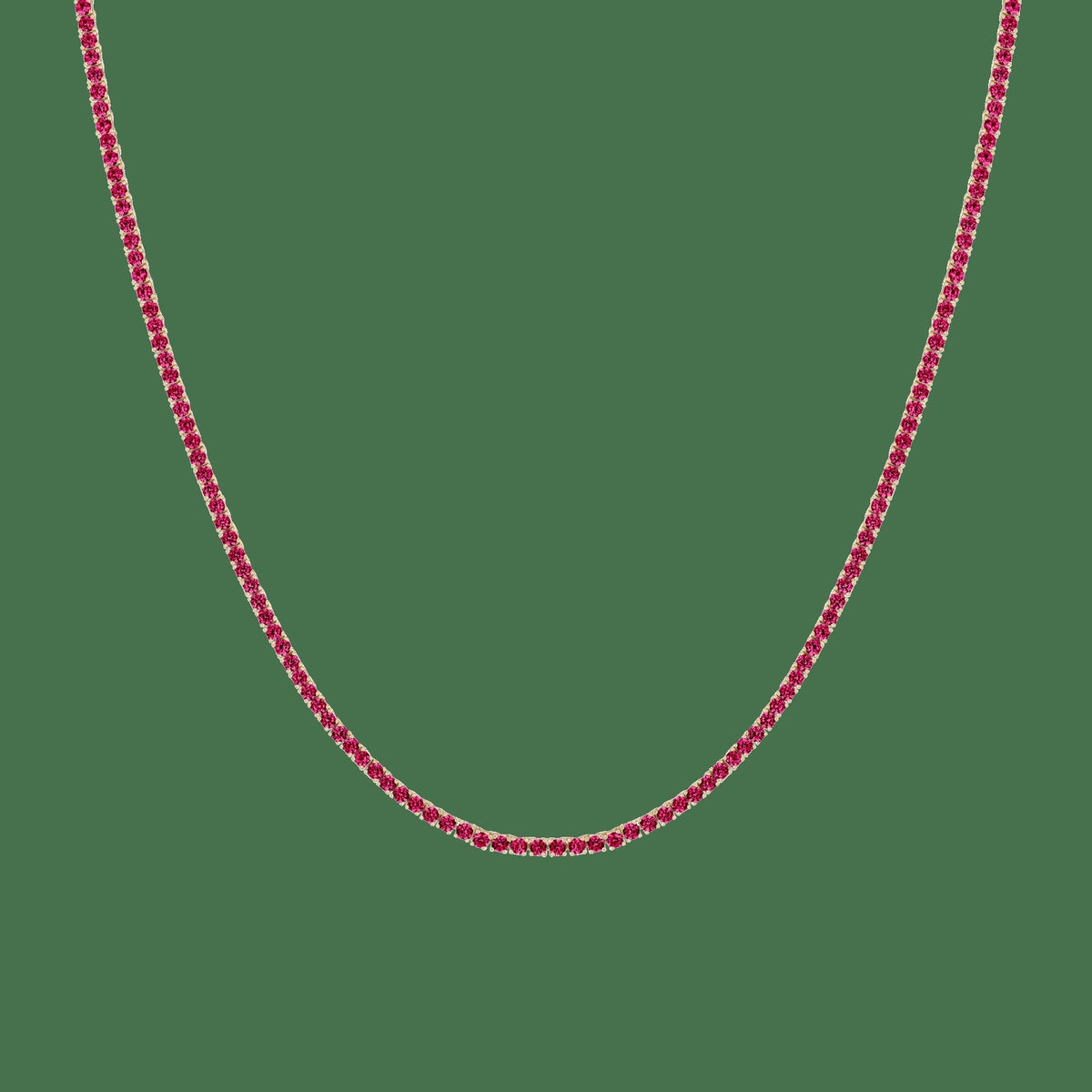 Lab Grown Red Ruby Tennis Necklace