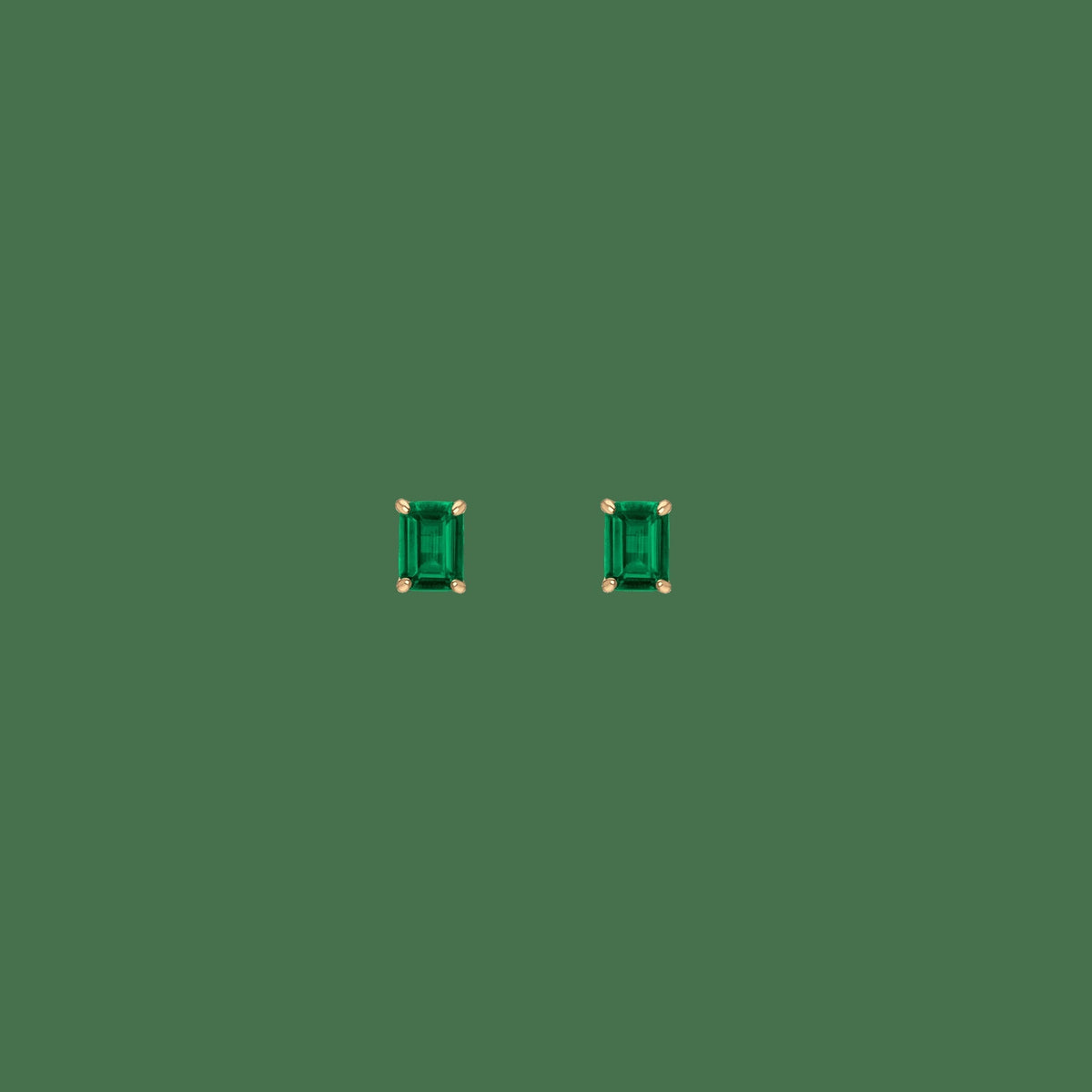 Emerald Gemstone Solitaire Stud Earrings