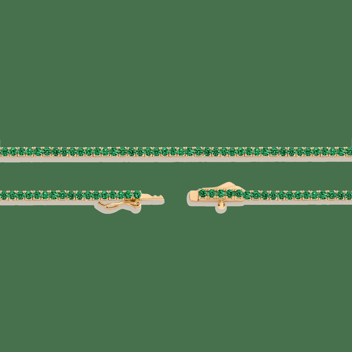 Lab Grown Green Emerald Tennis Necklace