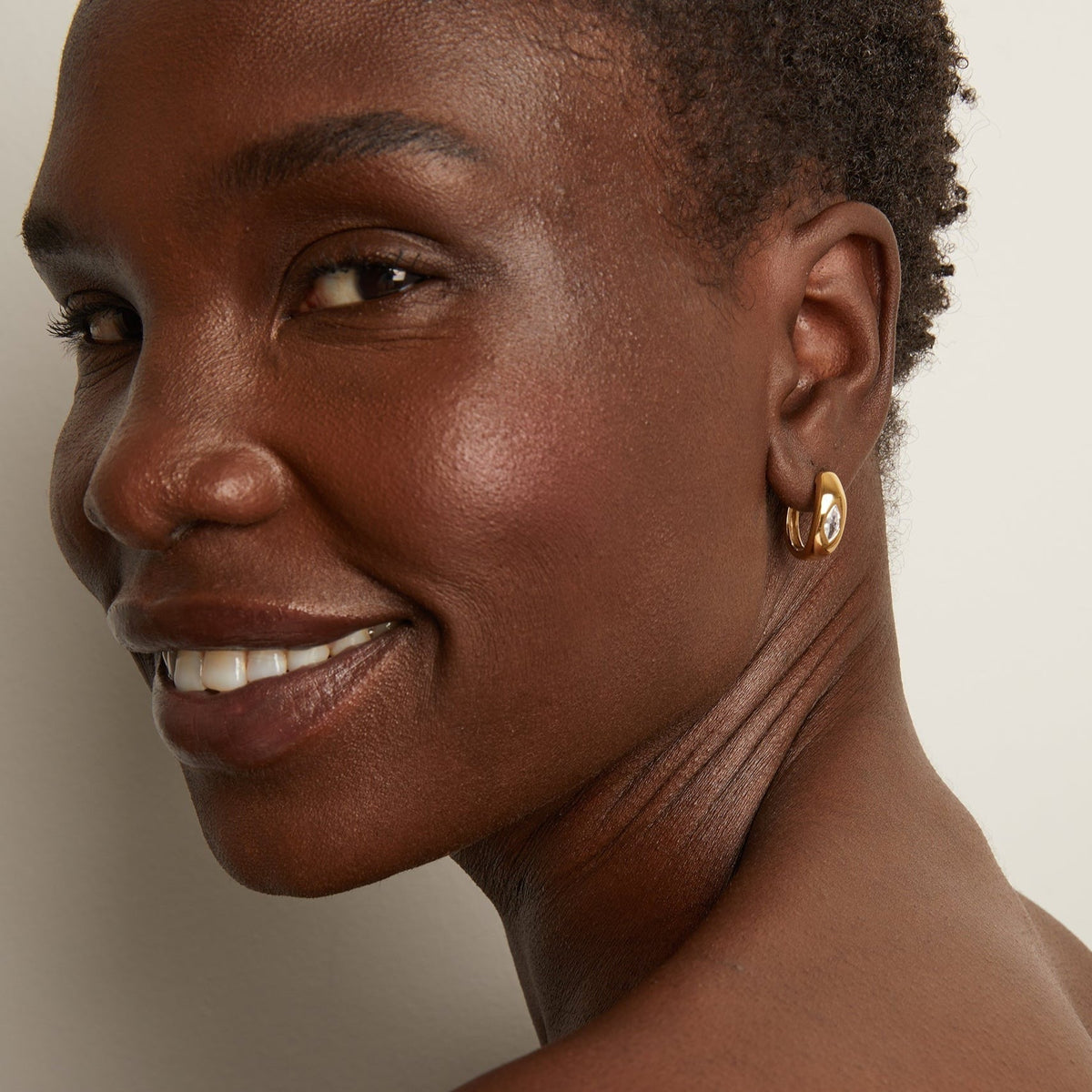 Chunky Lab Grown Diamond Marquise Huggie Earrings