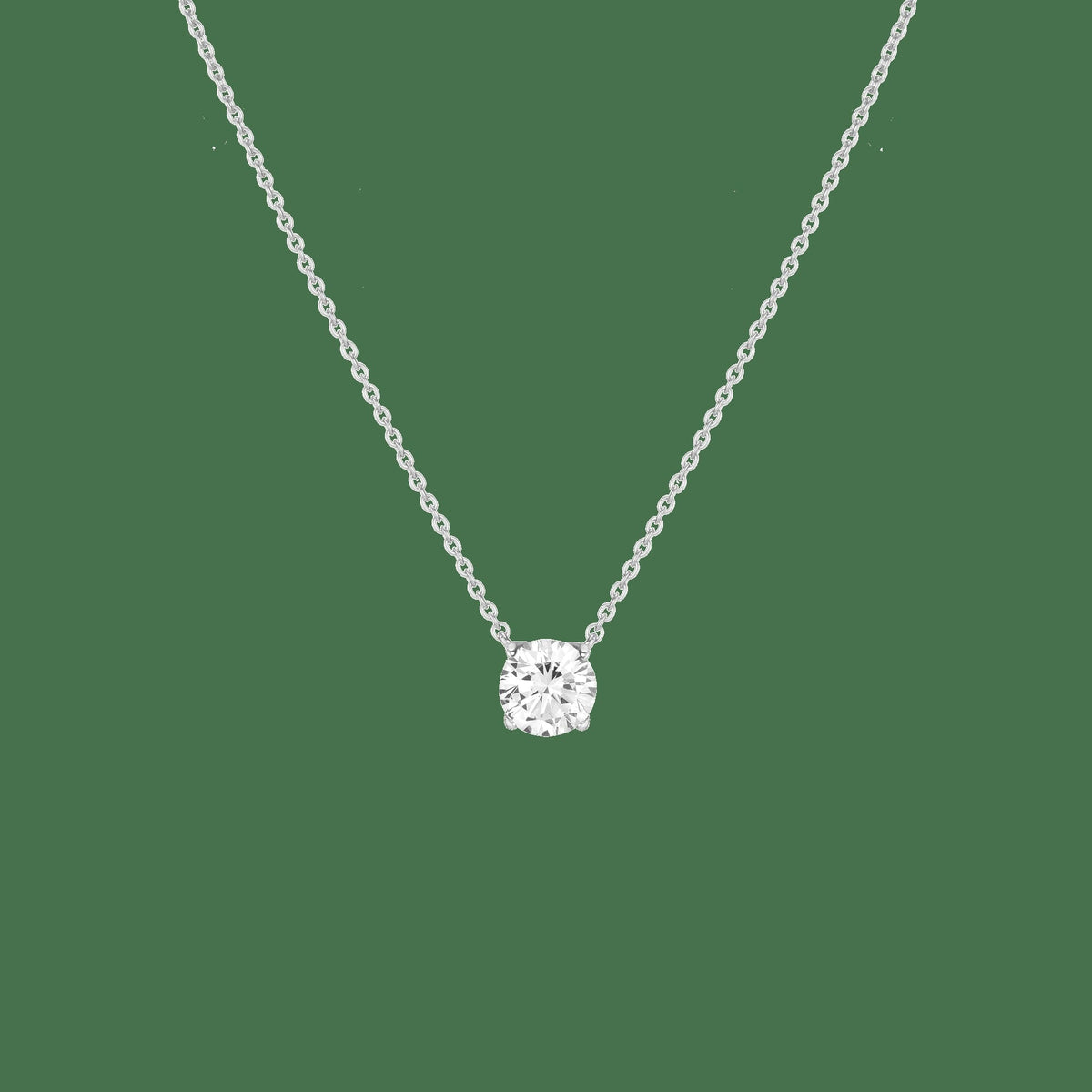 Round Gemstone Solitaire Necklace