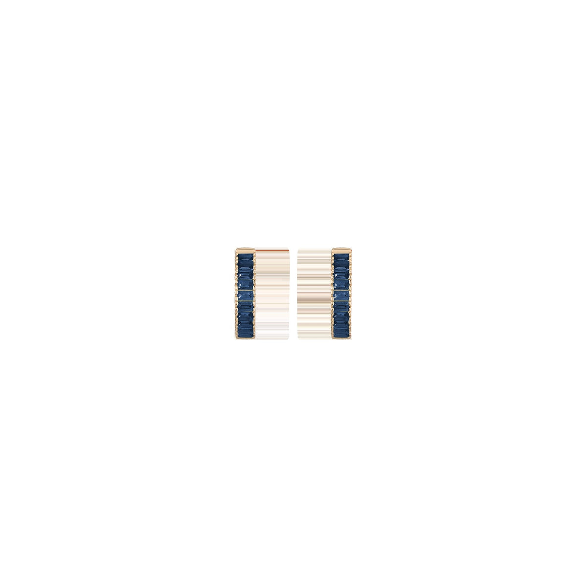 Lab Grown Blue Sapphire Baguette Huggie Earrings