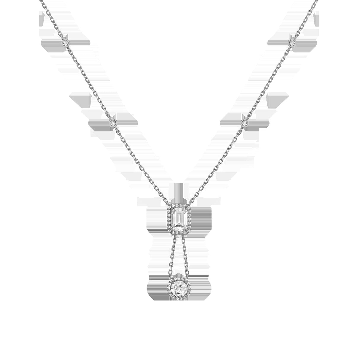 Lab Grown White Sapphire Edwardian Lariat Necklace