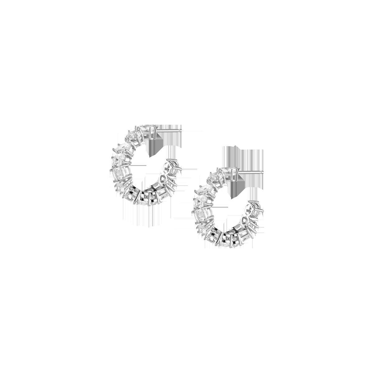 Lab Grown White Sapphire Mixed Shape Hoop Earrings