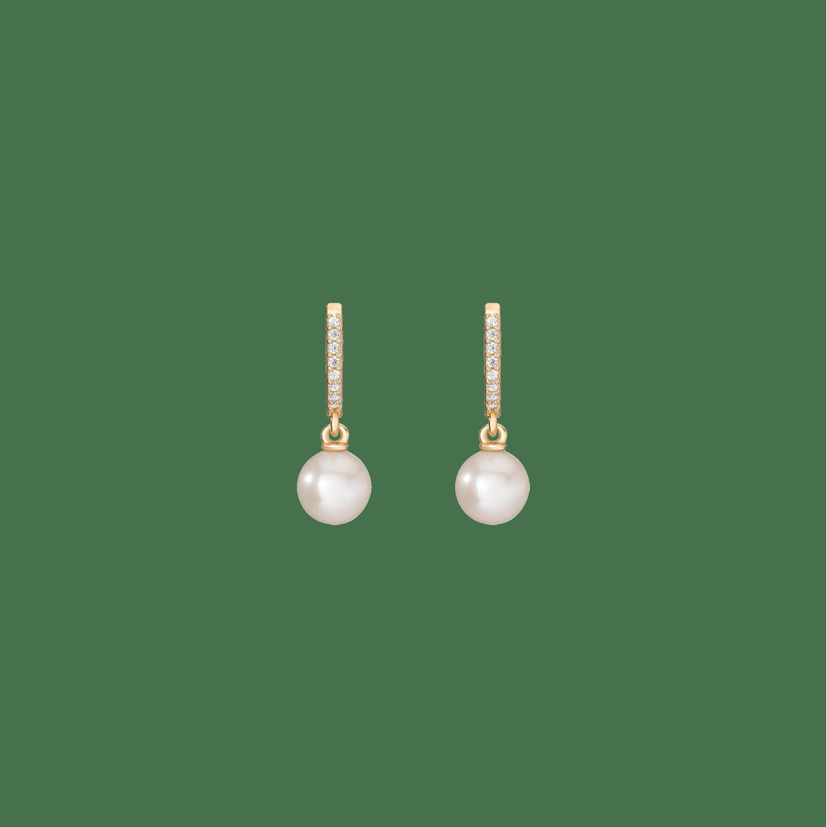 Diamond Pearl Huggie Earrings