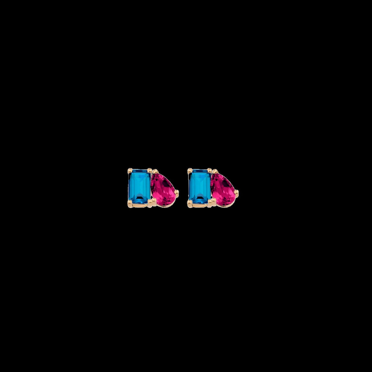 Toi et Moi Gemstone Mini Classic Earring - London Blue Topaz & Red Ruby