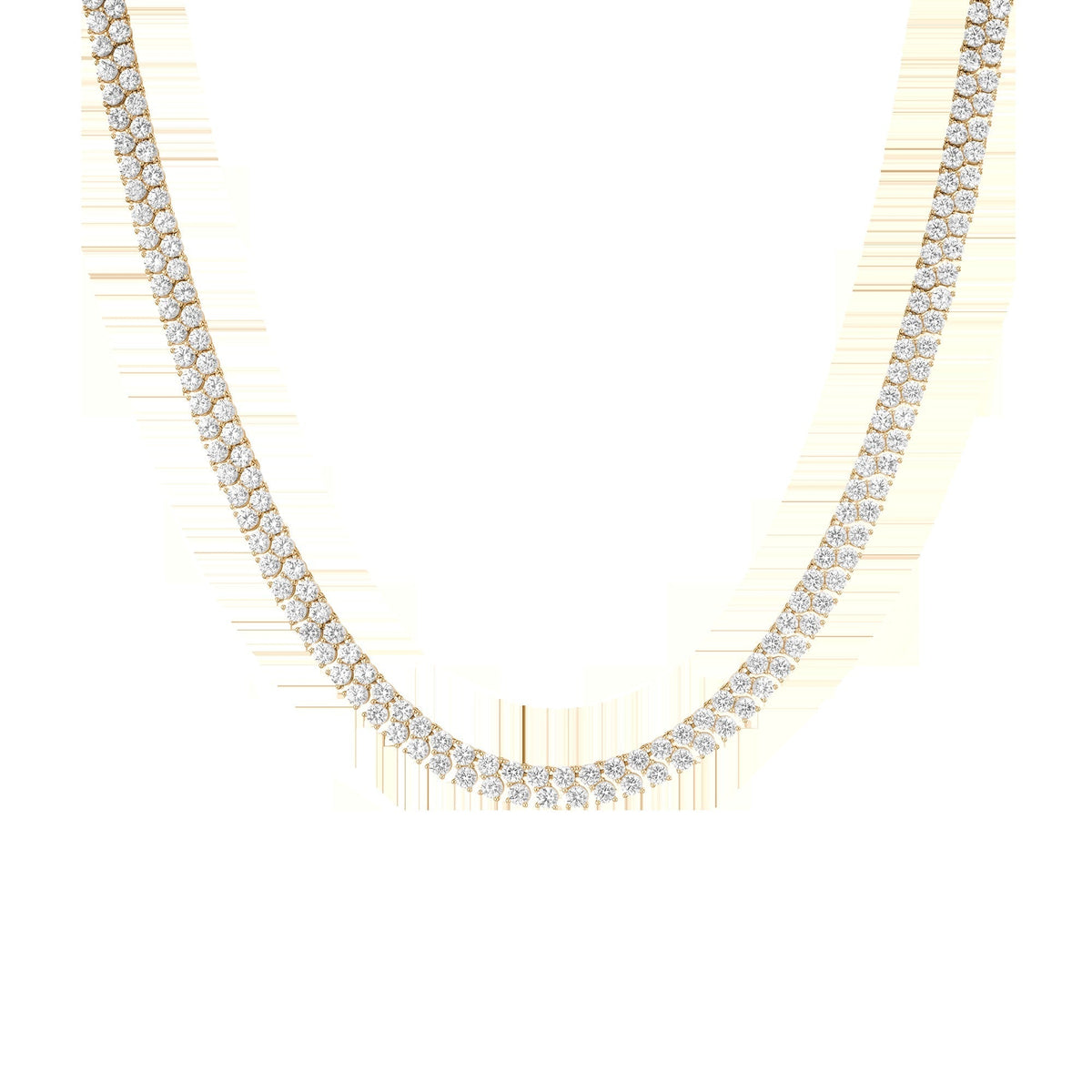 Lab Grown White Sapphire Double Row Tennis Necklace