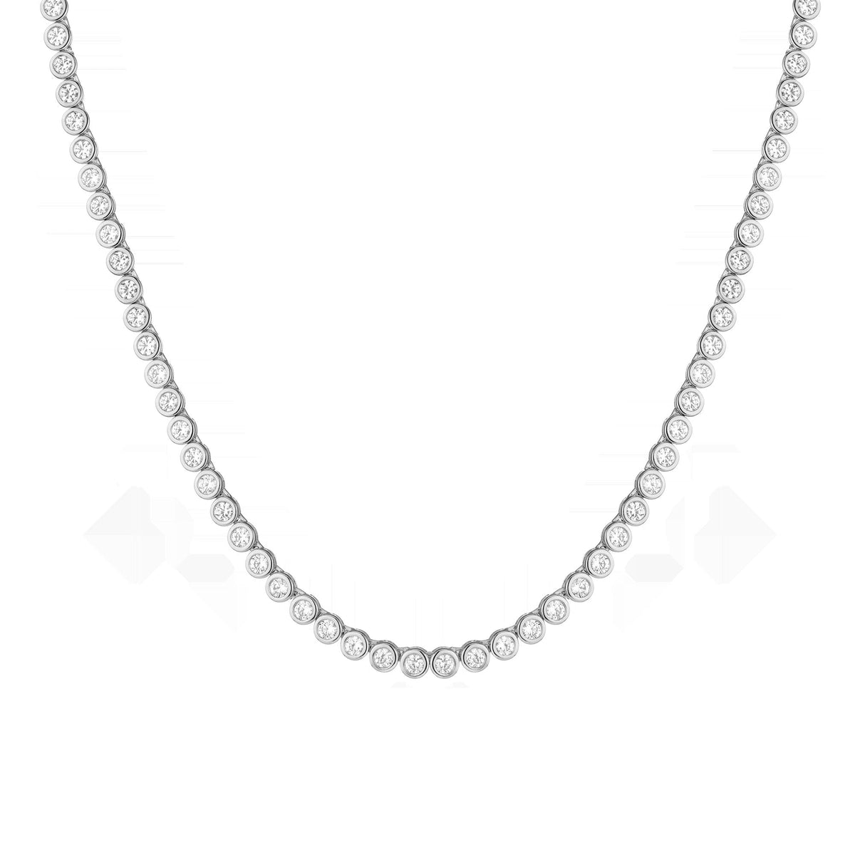 Lab Grown White Sapphire Bezel Tennis Necklace